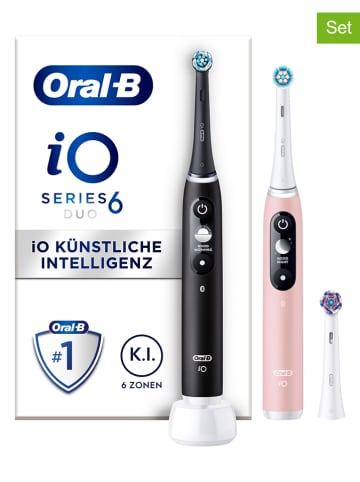 Oral-B 2tlg. Set: Elektr. Zahnbürsten "iO Series 6" in Rosa/ Schwarz