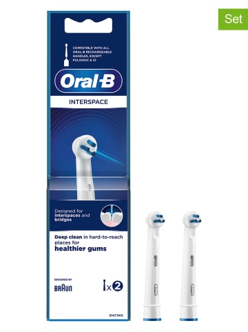 Oral-B 2er-Set: Ersatz-Bürstenköpfe "Interspace" in Weiß
