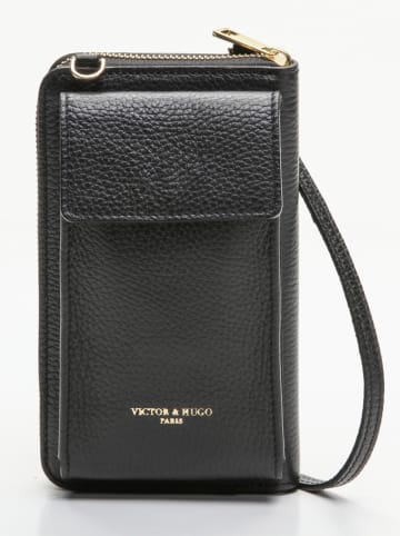 Victor & Hugo Paris Leder-Handytasche "Nicki" in Schwarz - (B)11 x (H)22 x (T)2 cm