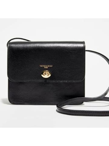 Victor & Hugo Paris Leder-Umhängetasche "Marni" in Schwarz - (B)21,5 x (H)17 x (T)6,5 cm