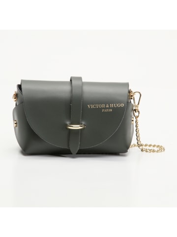 Victor & Hugo Paris Leren schoudertas "Zephyr" donkergroen - (B)16 x (H)10 x (D)9 cm