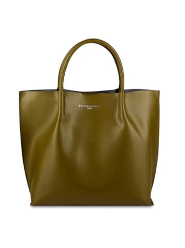 Victor & Hugo Paris Leder-Schultertasche "Lava" in Khaki - (B)32 x (H)32 x (T)10 cm