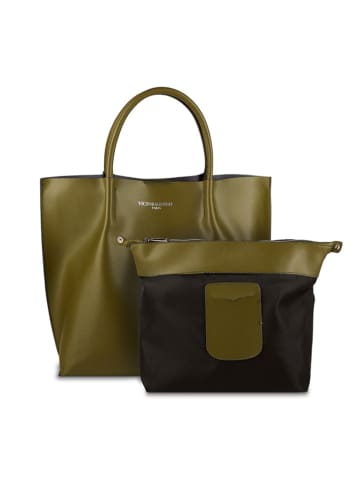 Victor & Hugo Paris Leder-Schultertasche "Lava" in Khaki - (B)32 x (H)32 x (T)10 cm