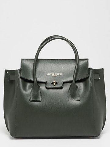 Victor & Hugo Paris Leder-Henkeltasche "Jane" in Dunkelgrün - (B)36 x (H)34 x (T)24 cm