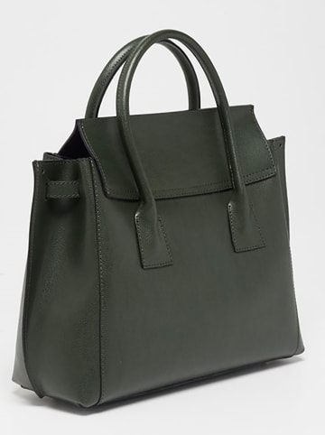 Victor & Hugo Paris Leder-Henkeltasche "Jane" in Dunkelgrün - (B)36 x (H)34 x (T)24 cm