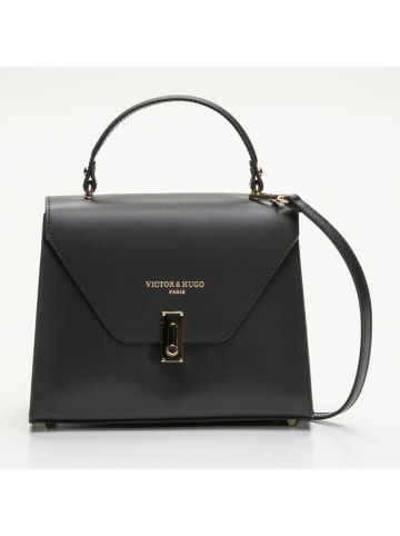 Victor & Hugo Paris Leder-Umhängetasche "Hugo" in Schwarz - (B)23,5 x (H)20 x (T)10 cm