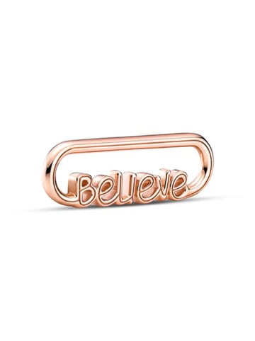 Pandora Rosévergold. Silber-Wort-Link "Believe"