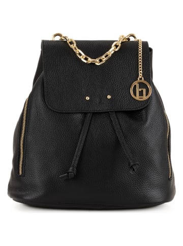 Lia Biassoni Leren rugzak zwart - (B)30 x (H)32 x (D)14 cm