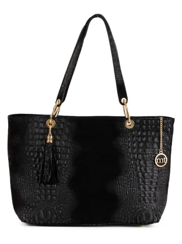 Mia Tomazzi Skórzany shopper bag "Cilento" w kolorze czarnym - 58 x 42 x 14 cm