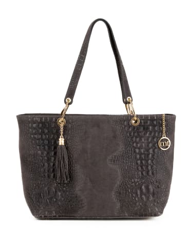 Mia Tomazzi Leren shopper donkergrijs - (B)58 x (H)42 x (D)14 cm