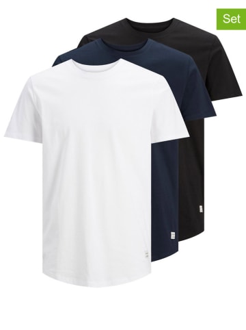 Jack & Jones Koszulki (3 szt.) "Enoa" w kolorze biało-granatowo-czarnym