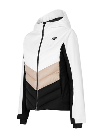 4F Ski-/ Snowboardjacke in Weiß/ Schwarz/ Beige