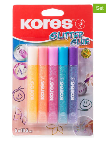 Kores 2er-Set: Glitzerkleberstifte "Pastell" in Bunt - 2x 5 Stück à 10,5 ml