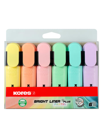 Kores Textmarker "Bright Liner" in Bunt - 6 Stück
