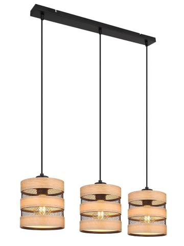 Globo lighting Hanglamp "Soei" zwart/beige - (L)75 x (B)18 x (H)120 cm