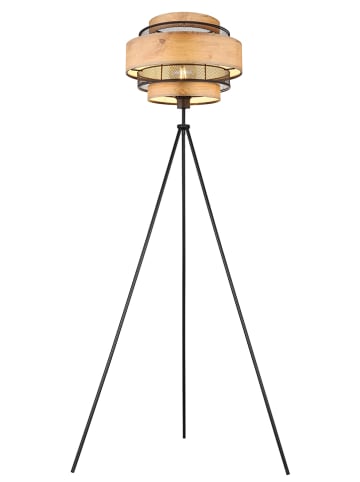Globo lighting Staande lamp "Soeni" zwart/lichtbruin - (H)150 x Ø 60 cm