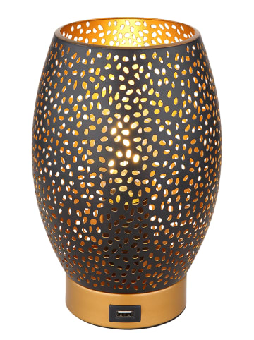 Globo lighting Tafellamp "Narri" goudkleurig/antraciet - (H)23,5 x Ø 15 cm