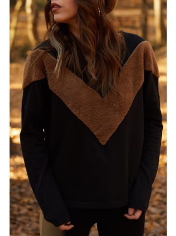 Chezalou Sweatshirt zwart/bruin