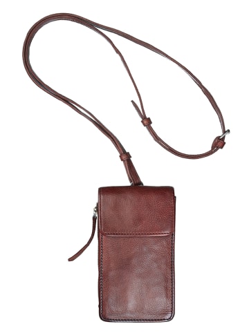 BULL & HUNT Leren tasje voor mobiele telefoon donkerbruin - (B)9,5 x (H)16,5 x (D)2 cm