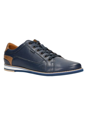 Wojas Leren sneakers donkerblauw/bruin