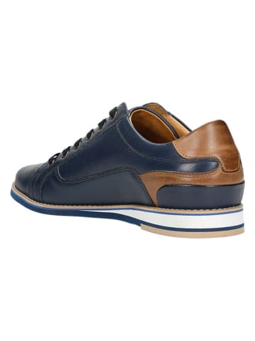 Wojas Leren sneakers donkerblauw/bruin