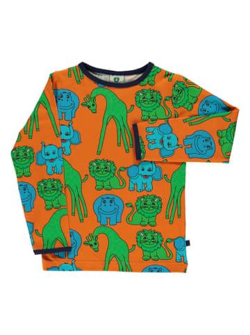 Småfolk Koszulka "Giraf, Lion, Hippo & Elephant" w kolorze pomarańczowym
