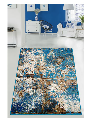 Mioli Kurzflor-Teppich "Be Lost" in Blau/ Hellbraun