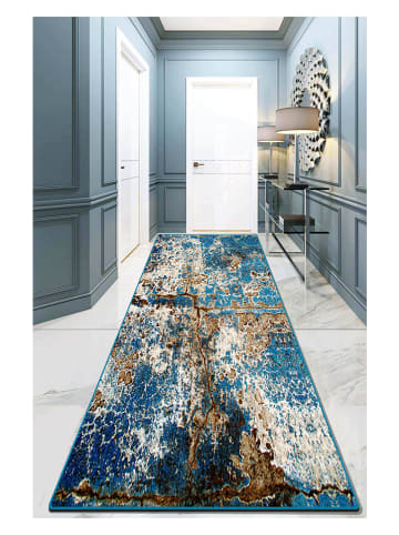 Mioli Laagpolig tapijt "Be Lost Djt" blauw/lichtbruin