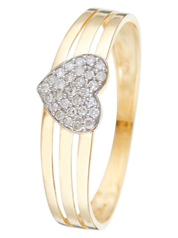 CARATELLI Złoty pierścionek "Gravé dans mon Ceour" z diamentami