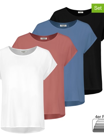 Sublevel 4er-Set: Shirts in Weiß/ Blau/ Schwarz/ Rot