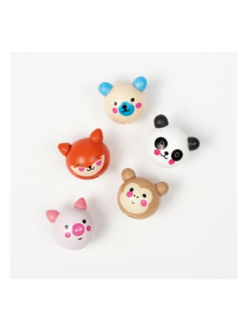 folia PAPER Holzperlen "Cute animals" in Bunt - Ø 1,8 cm - 10 Stück