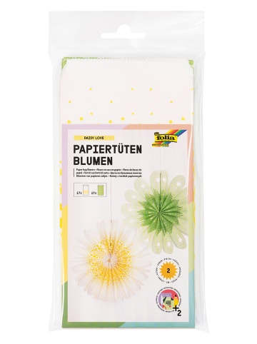 Folia Knutselset "Bloemen van papieren zakken: Daisy love" crème/groen