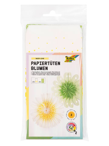 folia PAPER Bastelset "Papiertütenblumen: Daisy love" in Creme/ Grün