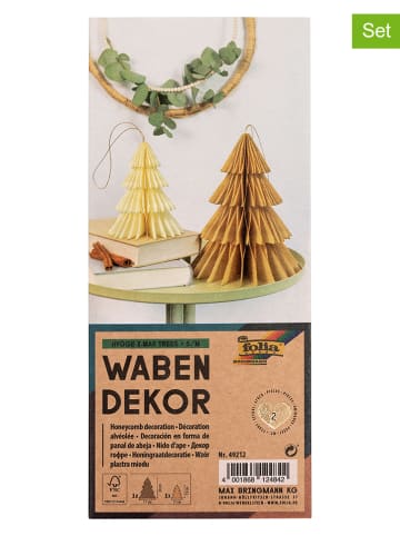 folia PAPER 2er-Set: Wabendekor "Hygge Xmas Trees" in Beige