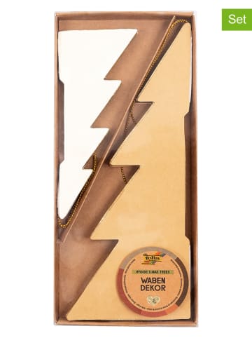 folia PAPER 2-delige set: papieren boompjes "Hygge Xmas Trees" beige