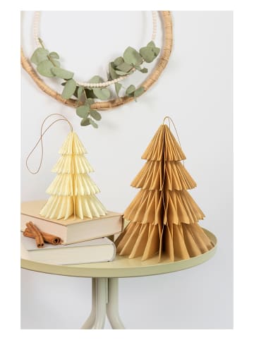 folia PAPER 2er-Set: Wabendekor "Hygge Xmas Trees" in Beige