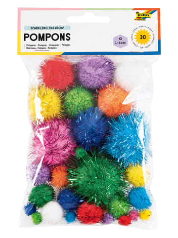 Folia Pompons "Sparkling rainbow" in Bunt - 30 Stück
