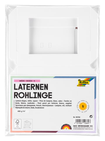 folia PAPER Laternenrohlinge in Weiß - 5 Stück - (B)10 x (H)12 x (T)10 cm