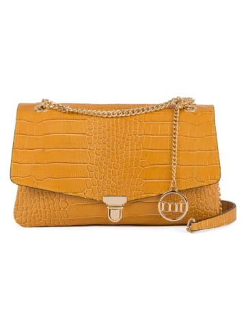 Mia Tomazzi Leren schoudertas "Marciano" mosterdgeel - (B)25 x (H)16 x (D)8 cm