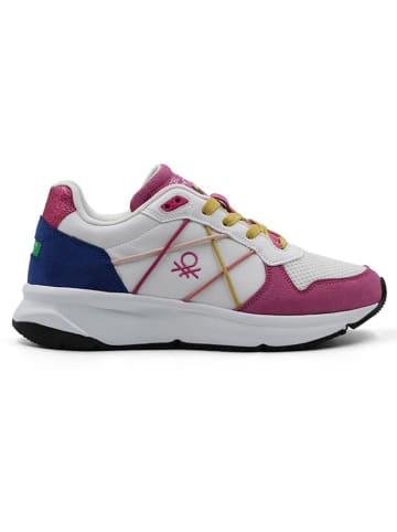 Benetton Sneakers in Weiß/ Pink/ Dunkelblau