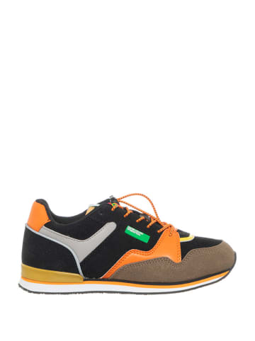 Benetton Sneakers in Schwarz/ Orange/ Hellbraun