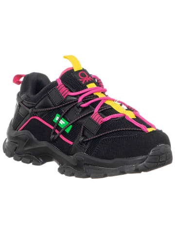 Benetton Sneakersy w kolorze czarno-różowo-żółtym