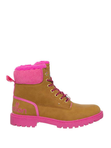Benetton Boots in Hellbraun/ Pink