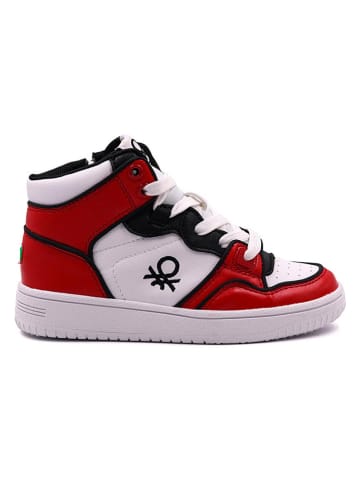 Benetton Sneakersy w kolorze biało-czerwonym