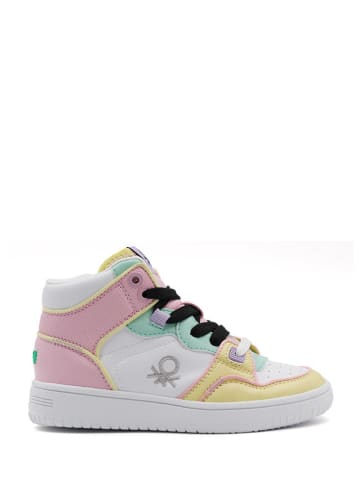 Benetton Sneakers in Weiß/ Rosa/ Gelb