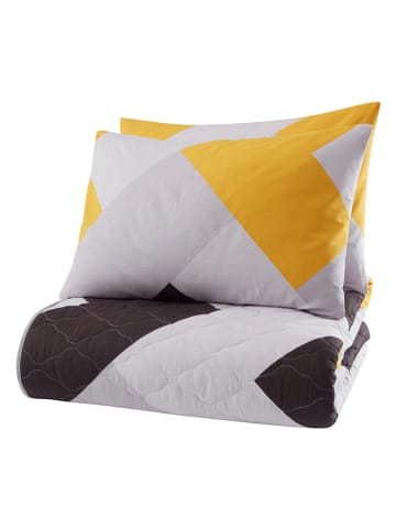 Elizabed 3-delige bedspreienset "King" zwart/wit/geel
