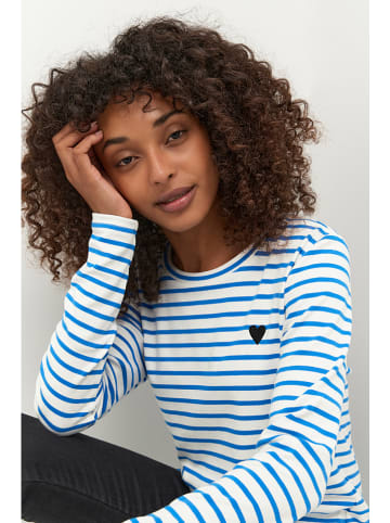 Kaffe Longsleeve "Liddy" in Weiß/ Blau