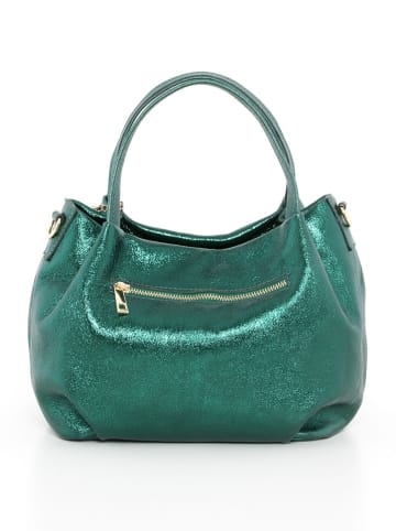 Mia Tomazzi Skórzana torebka "Vigentino" w kolorze zielonym - 26 x 20 x 14 cm