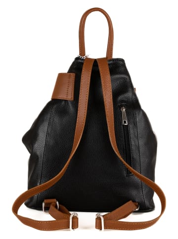 Mia Tomazzi Leren rugzak "Sirietto" zwart/bruin - (B)28 x (H)35 x (D)13 cm