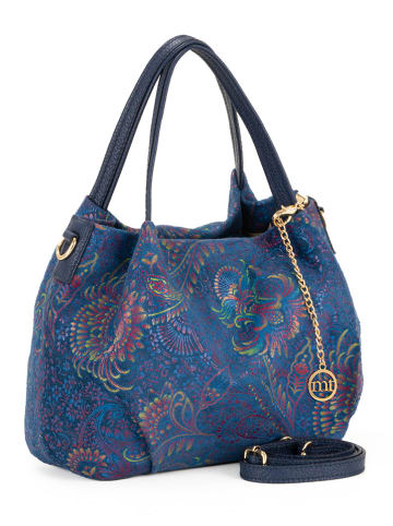 Mia Tomazzi Leren handtas "Gonfalone" blauw/meerkleurig - (B)24 x (H)21 x (D)13 cm